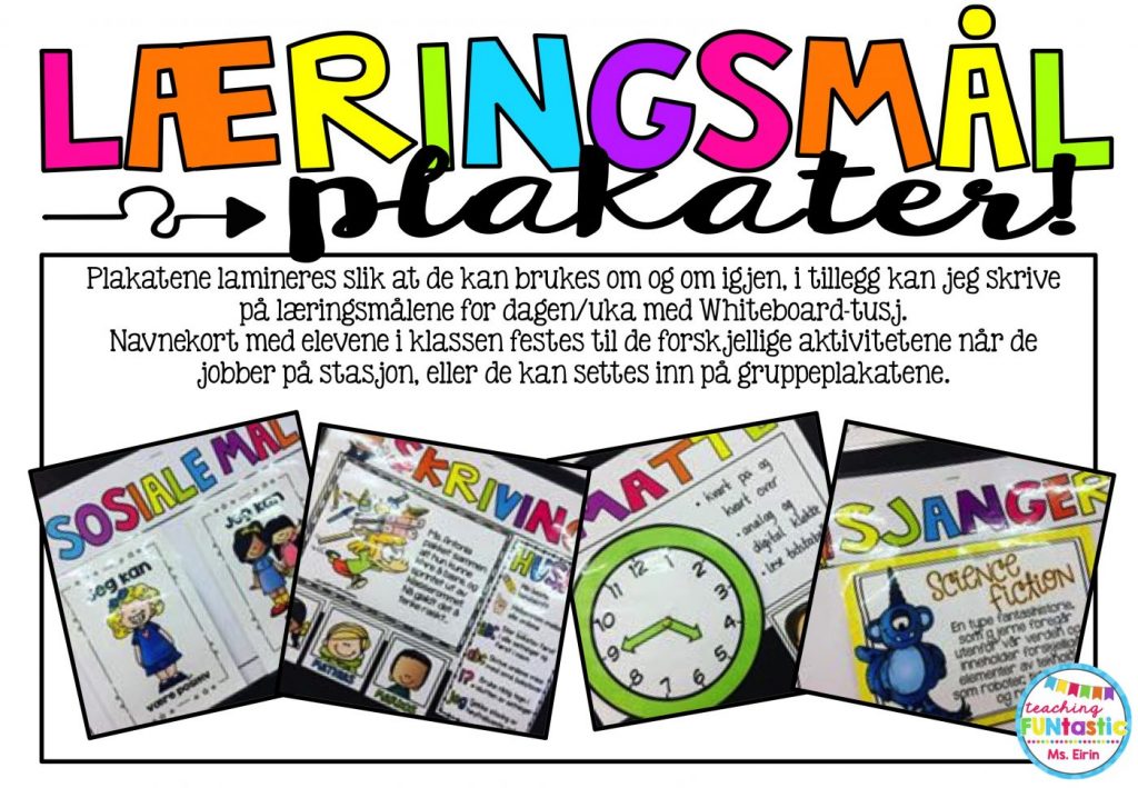 Plakater til synnliggjøring av læringsmål - Teaching Funtastic