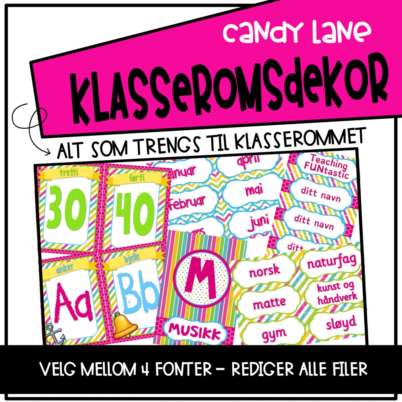 Klasseromsdekor - "Candy Lane" | Teaching Funtastic