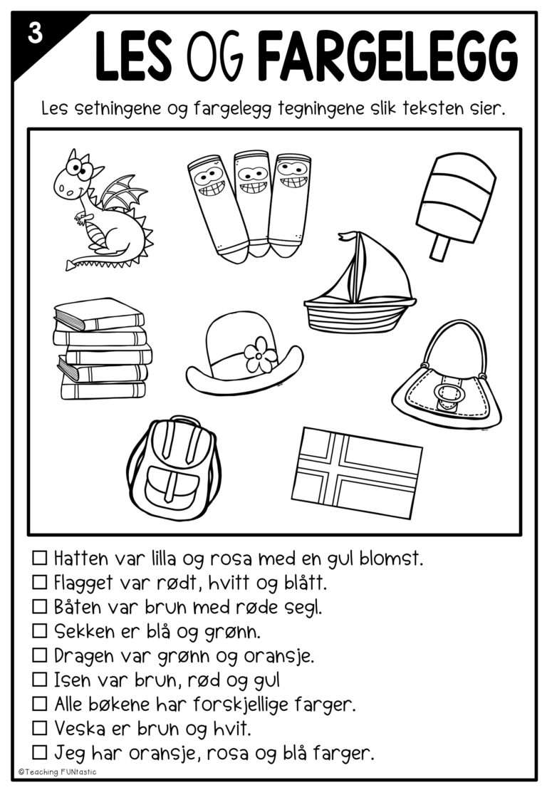 Farg og tegn etter instruksjon - Teaching Funtastic