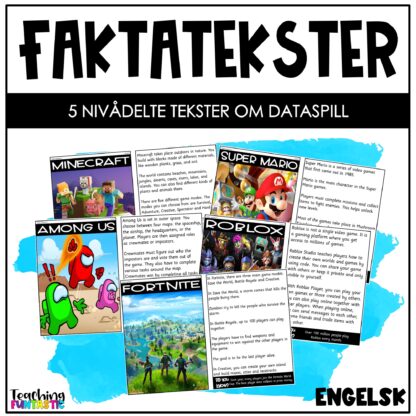 dataspill nivådelte lesetekster engelsk