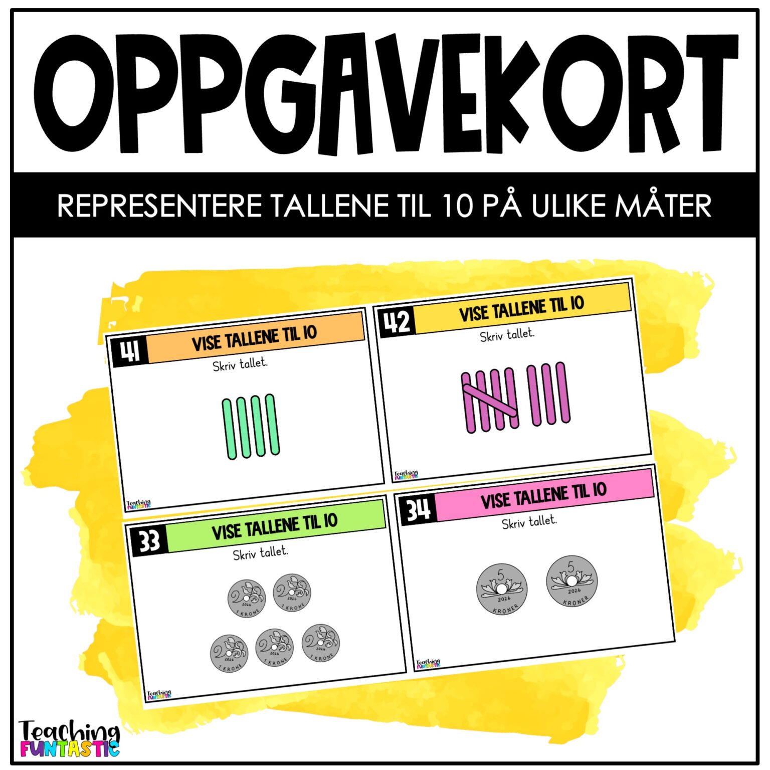 Oppgavekort matematikk – Representere tallene til 10 - Teaching Funtastic