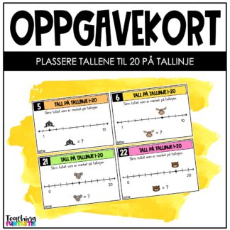 oppgavekort matematikk 1. trinn 2. trinn plassere tall på tallinje