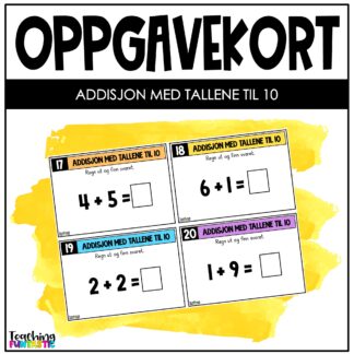 oppgavekort matematikk 1. trinn 2. trinn addisjon med tallene til 10