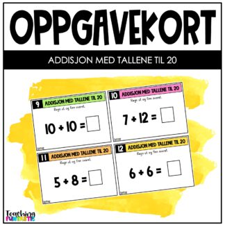 oppgavekort matematikk 1. trinn 2. trinn addisjon med tallene til 20