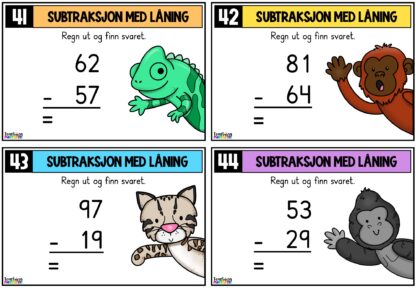 Oppgavekort matematikk – Subtraksjon med tallene til 100 - Teaching ...