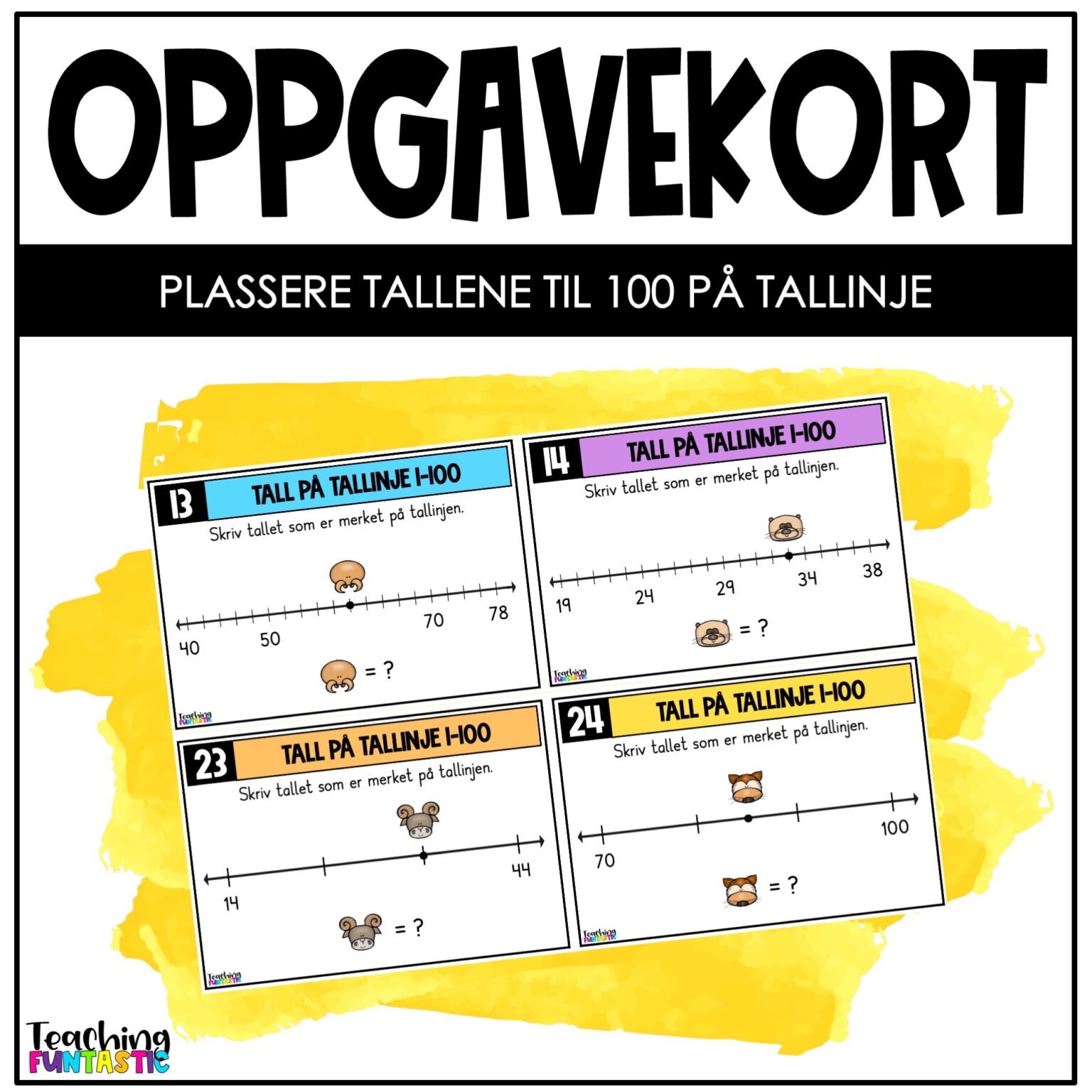 Oppgavekort matematikk – Plassere tallene til 100 på tallinje ...