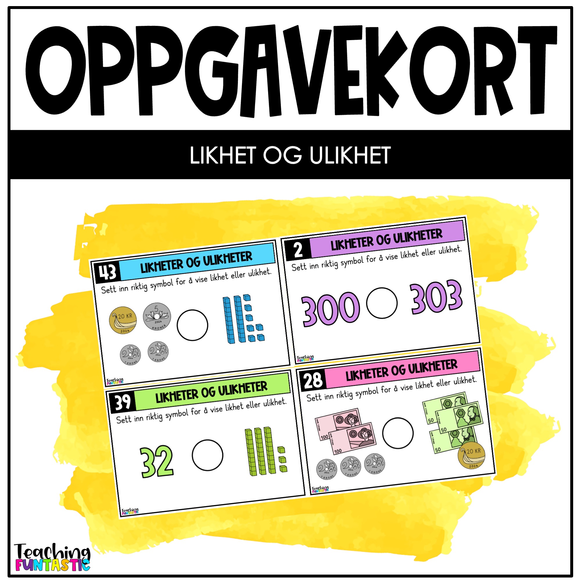 oppgavekort matematikk likhet og ulikhet