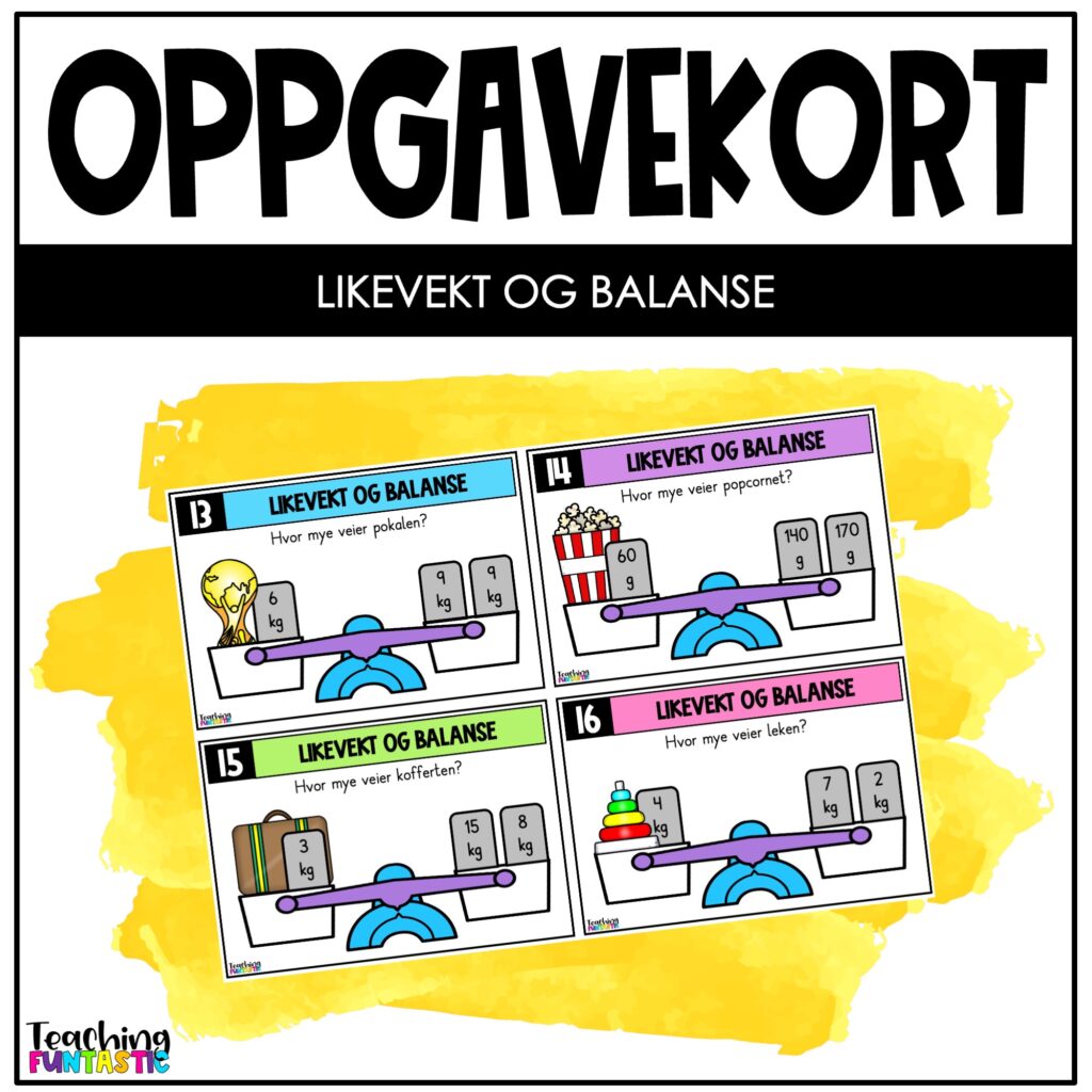 Oppgavekort matematikk – Regne med likevekt og balanse - Teaching Funtastic