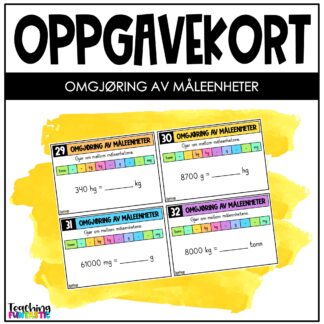 oppgavekort matematikk Omgjøring mellom måleenheter for vekt, lengde og volum