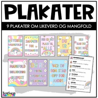 Likeverd og mangfold – 9 plakater for et inkluderende klasserom
