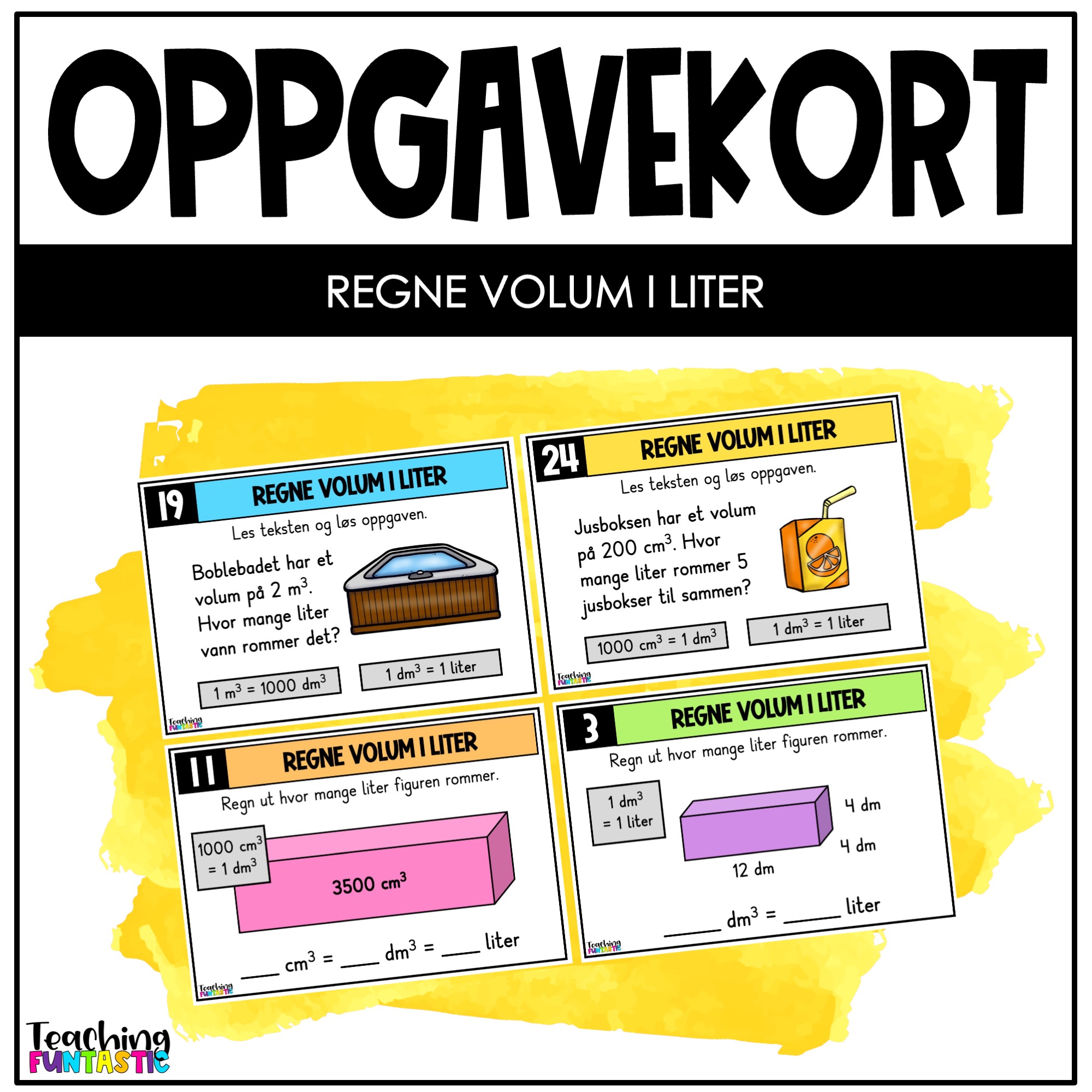 oppgavekort matematikk 4. trinn måle volum i liter