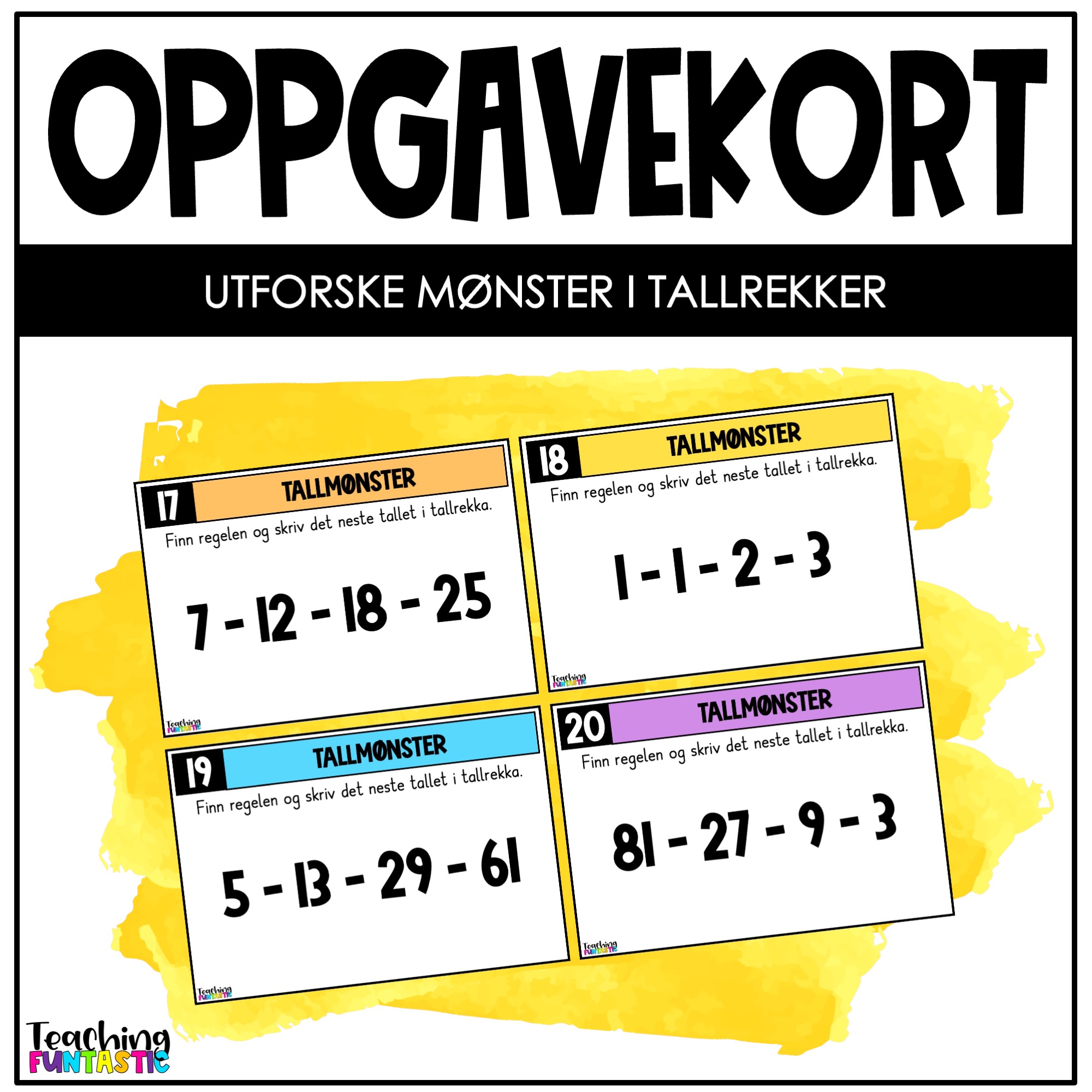 oppgavekort matematikk 4. trinn tallrekker tallmønster
