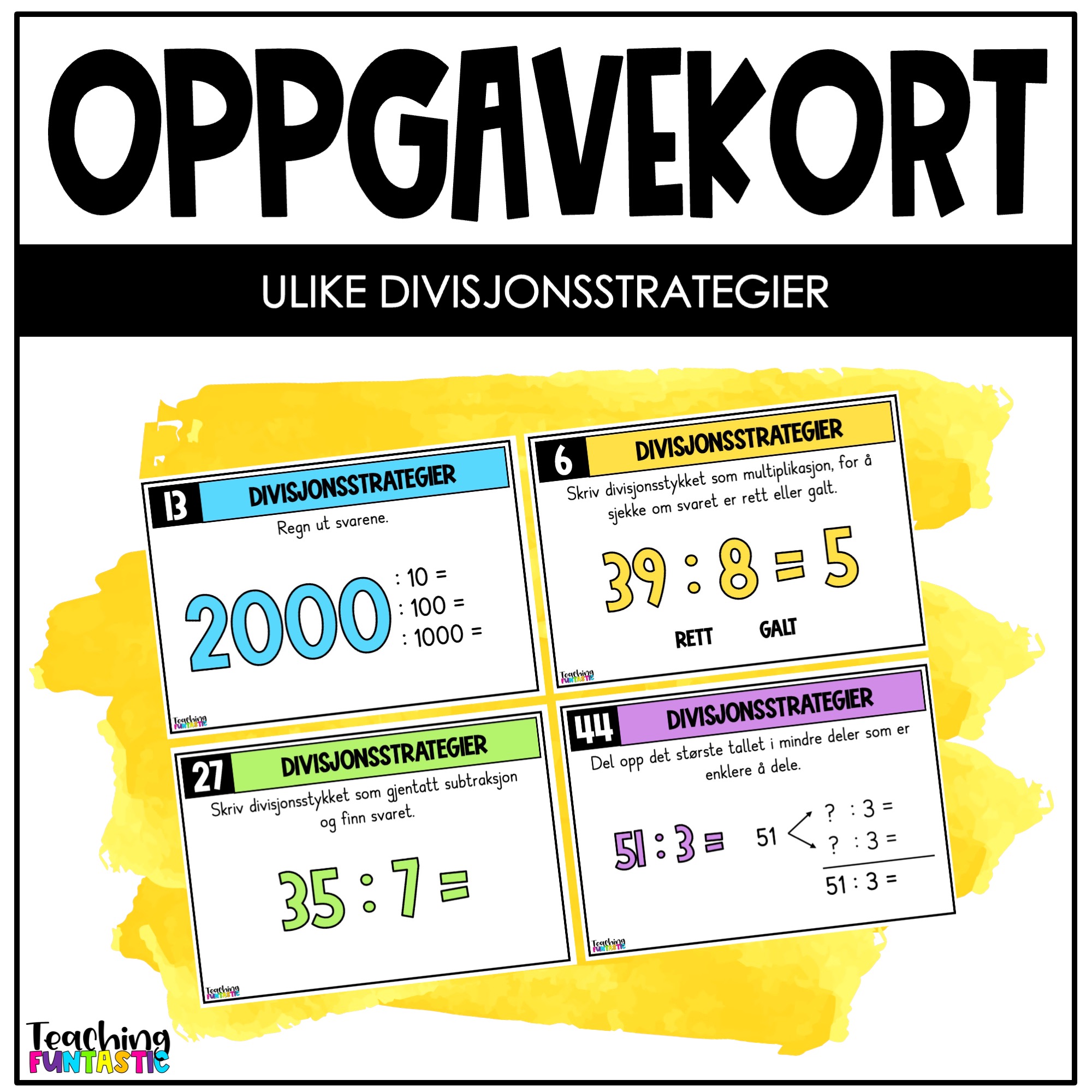 oppgavekort matematikk 4. trinn divisjon divisjonsstrategier