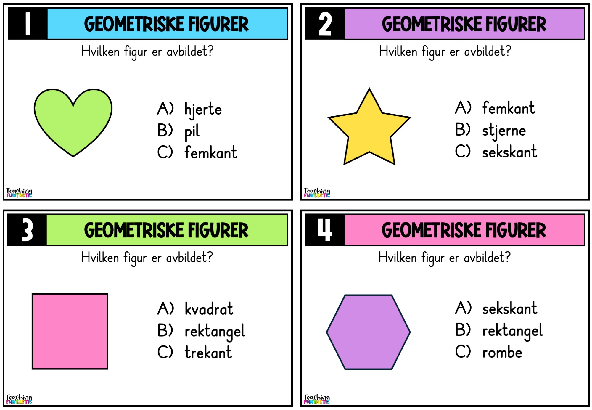 Oppgavekort i matematikk – Gjenkjenne geometriske figurer - Bilde 2