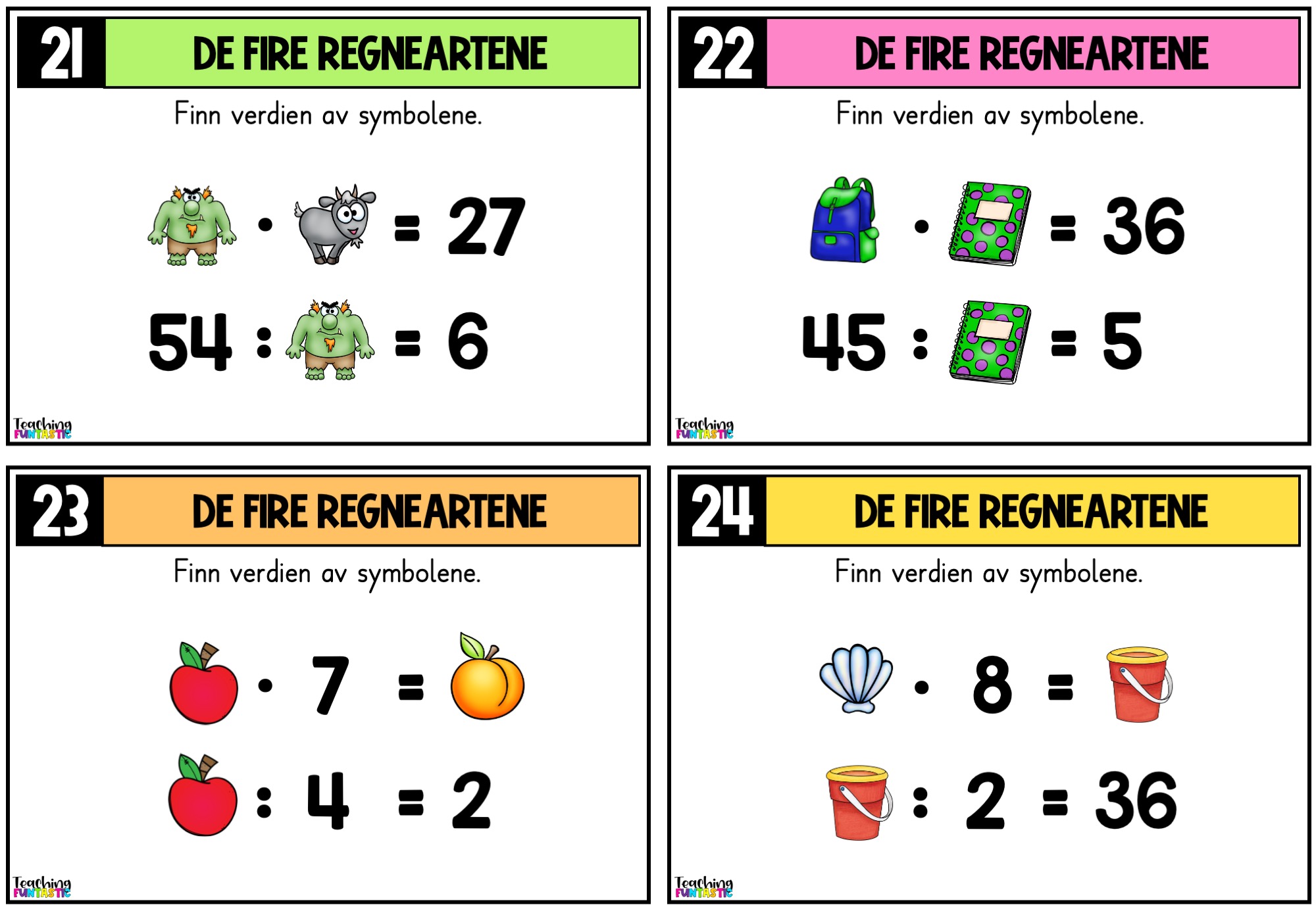 Samlepakke - Oppgavekort i matematikk for 4. trinn - Bilde 16